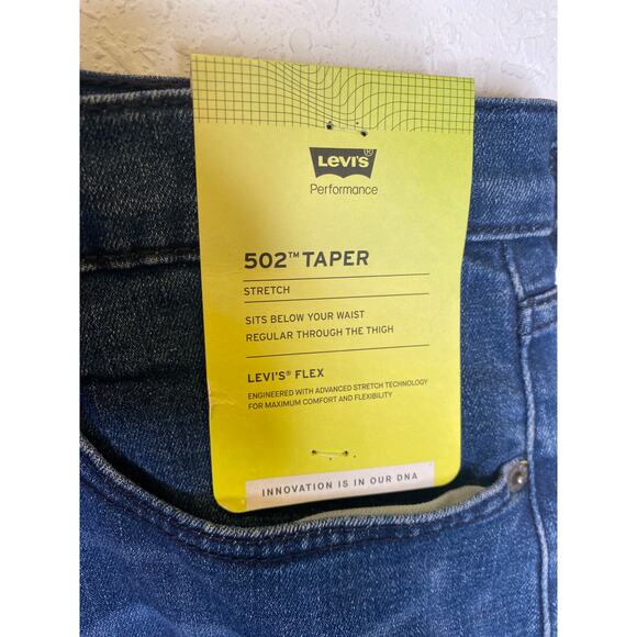 Levi’s 502 Tapered Leg Dark Blue Men’s Denim Jeans NWT 44 x 30 Big Tall Stretch - Picture 3 of 16